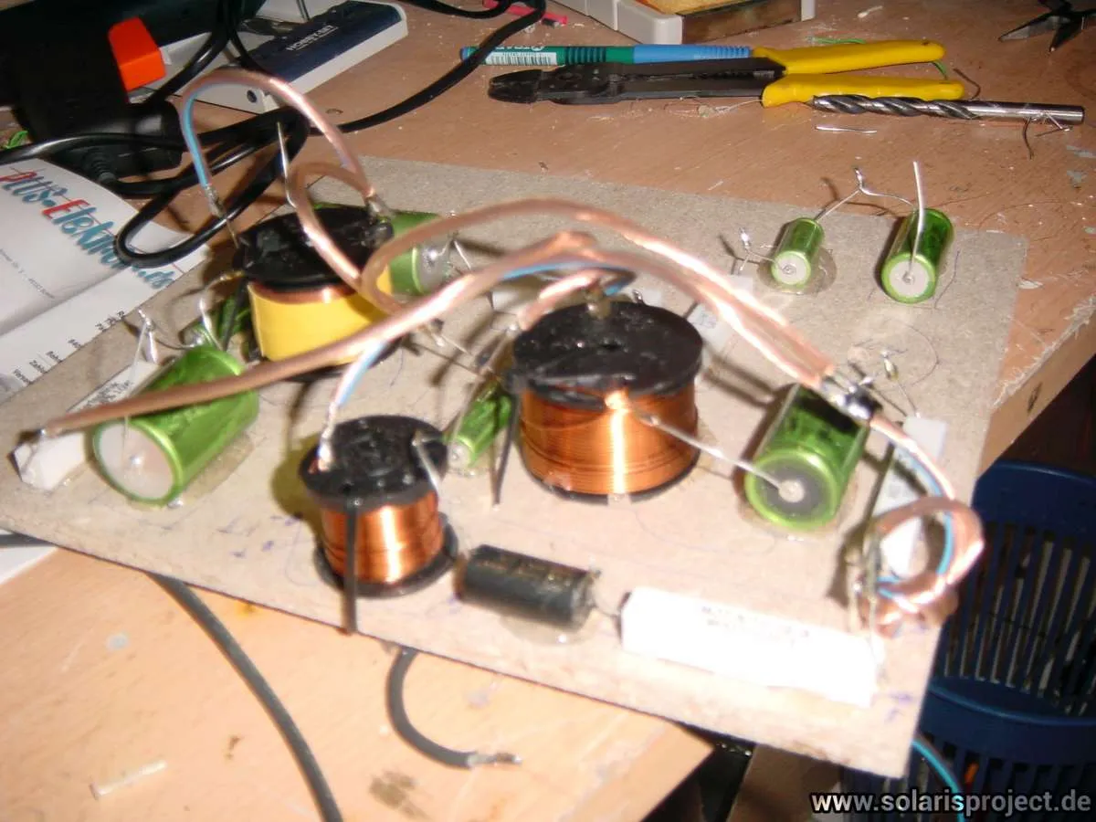 Crossover circuit board under assembly