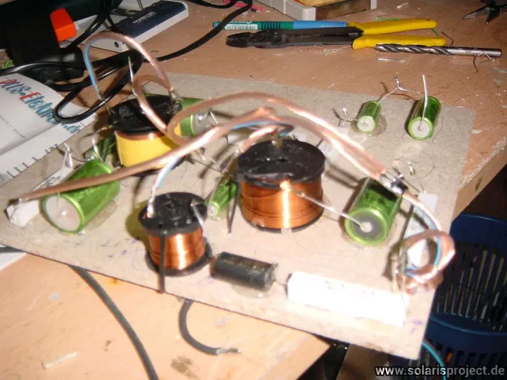 Crossover circuit board under assembly