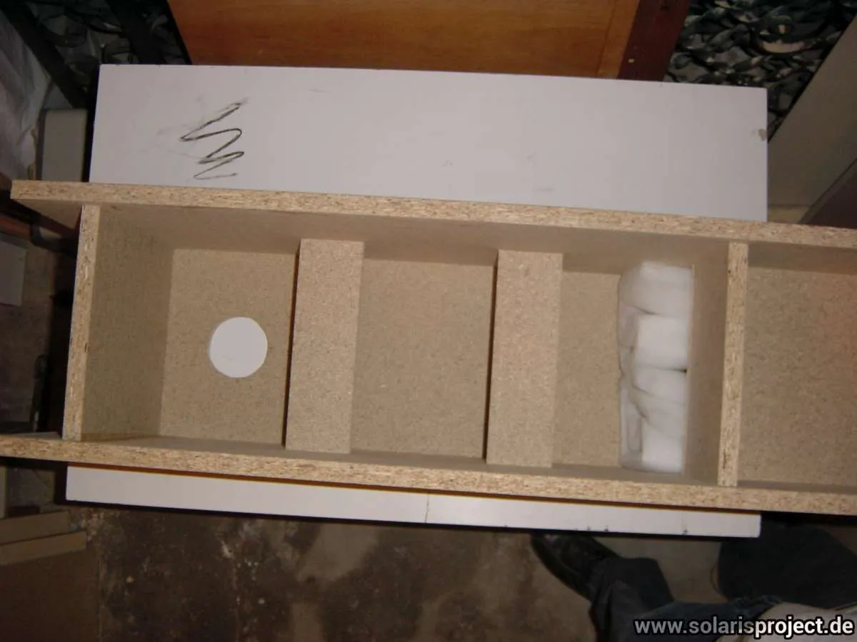 Speaker box with driver cutouts and foam lining