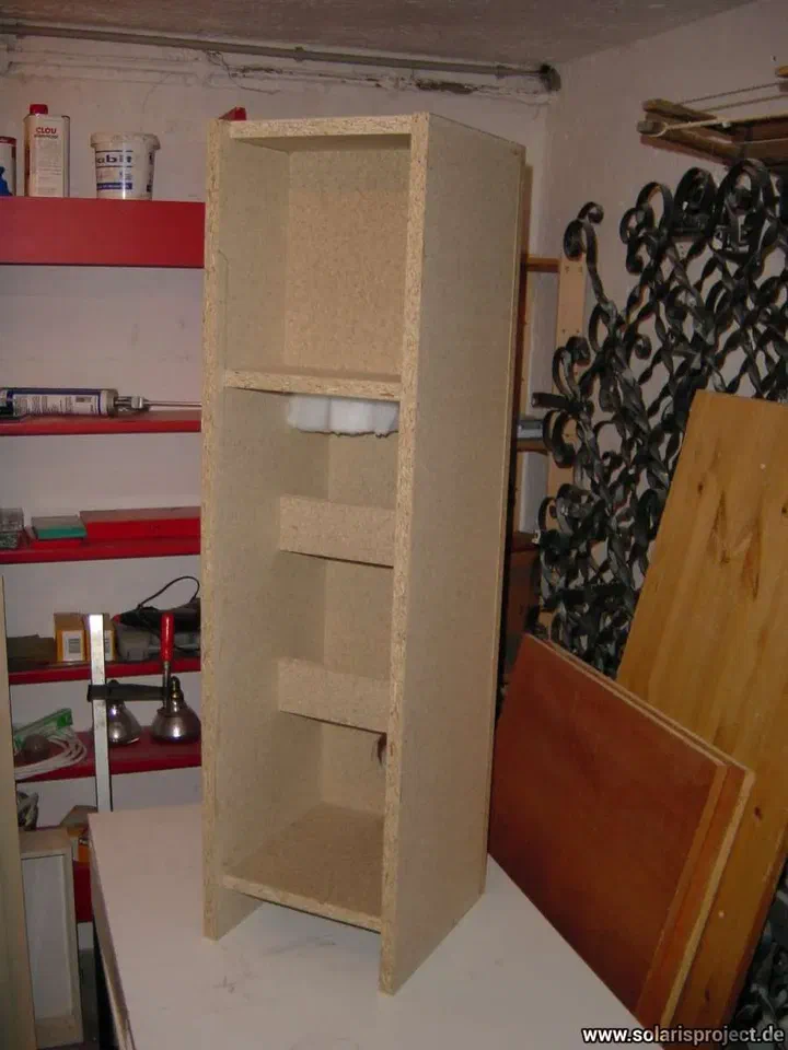 Speaker cabinet under construction in workshop