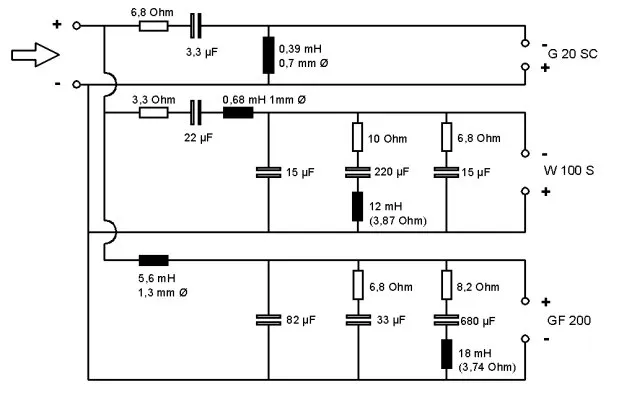Crossover schematic circuit diagram