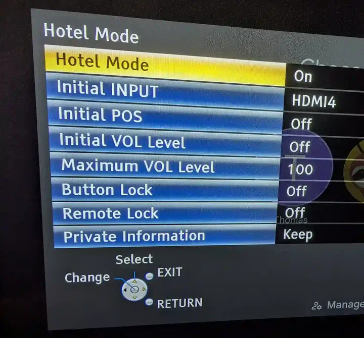 Hotel Modus auf Panasonic P65VT50