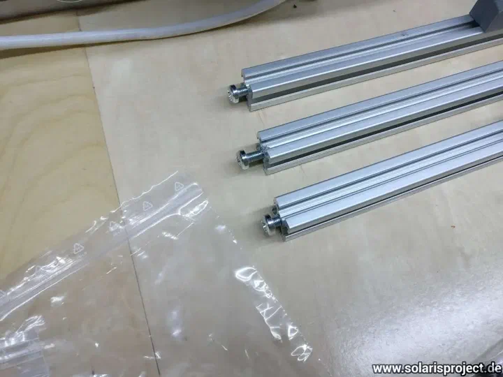 Close-up of tapped aluminium extrusion ends
