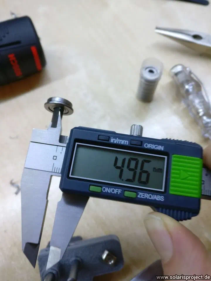 Close-up of idler bearing fit on dowel