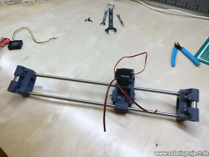 X carriage wiring with connectors visible