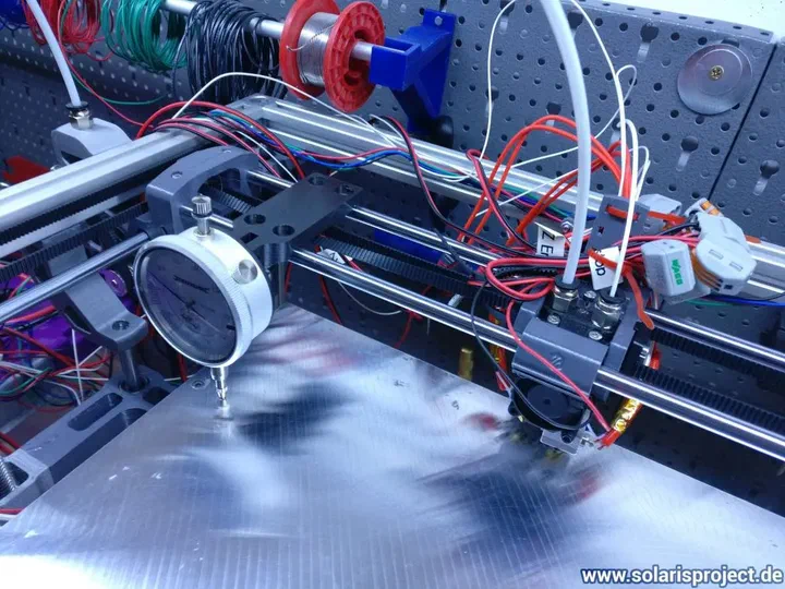 Dial indicator mount design on the hotend assembly